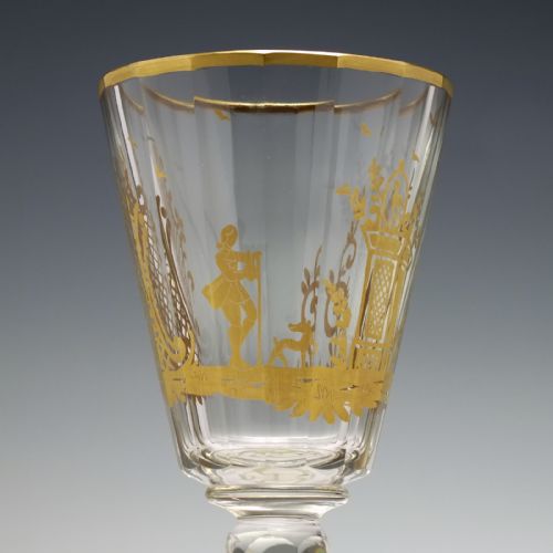 ANTIQUE CUT AND GILDED WINE GOBLET C1900 - ADDITIONAL PHOTO 5