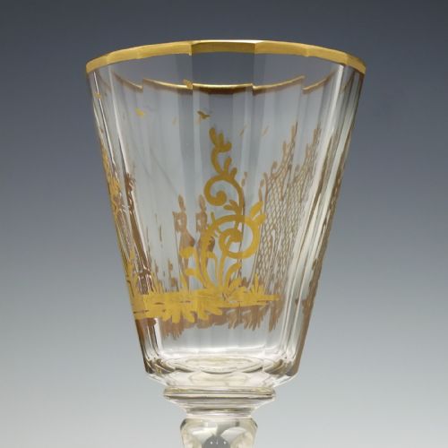 ANTIQUE CUT AND GILDED WINE GOBLET C1900 - ADDITIONAL PHOTO 6