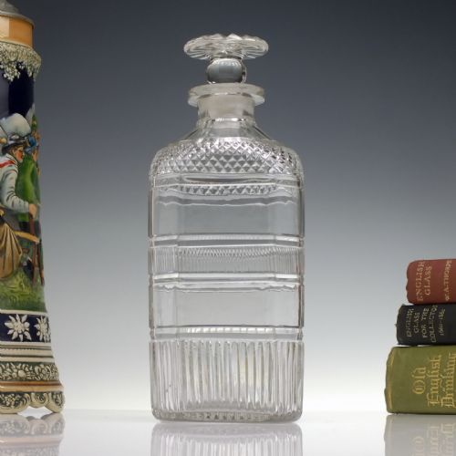 large georgian framed square glass decanter c1820 - CATEGORY: ANTIQUE GLASS - DATED GEORGIAN