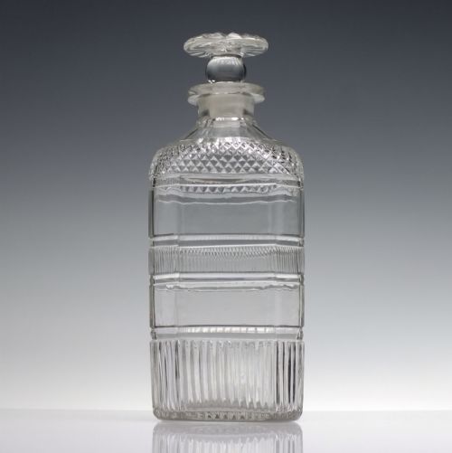 LARGE GEORGIAN FRAMED SQUARE GLASS DECANTER C1820 - ADDITIONAL PHOTO 1
