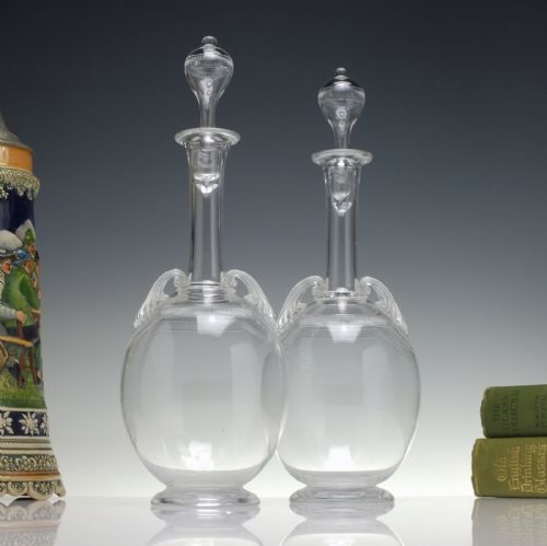 pair thomas webb sons glass amphora decanters oct 19th 1867 - CATEGORY: ANTIQUE GLASS - DATED VICTORIAN