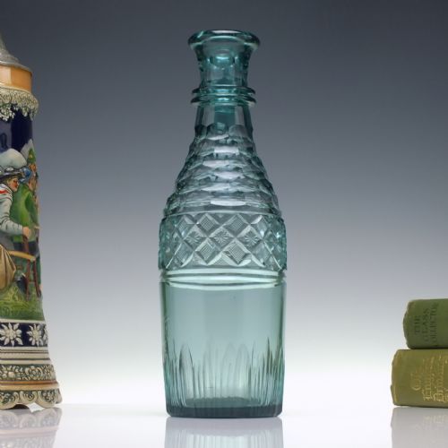 antique 19th century victorian teal green glass serving bottle c1860 - CATEGORY: ANTIQUE GLASS - DATED VICTORIAN