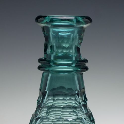 ANTIQUE 19TH CENTURY VICTORIAN TEAL GREEN GLASS SERVING BOTTLE C1860 - ADDITIONAL PHOTO 1