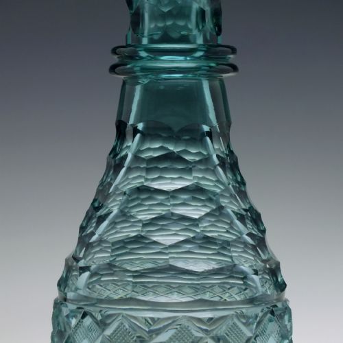 ANTIQUE 19TH CENTURY VICTORIAN TEAL GREEN GLASS SERVING BOTTLE C1860 - ADDITIONAL PHOTO 2
