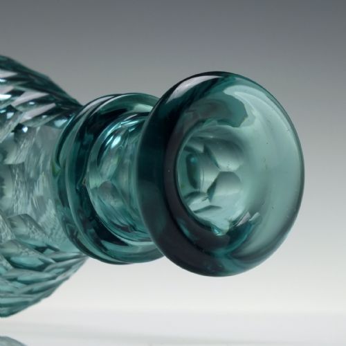 ANTIQUE 19TH CENTURY VICTORIAN TEAL GREEN GLASS SERVING BOTTLE C1860 - ADDITIONAL PHOTO 5