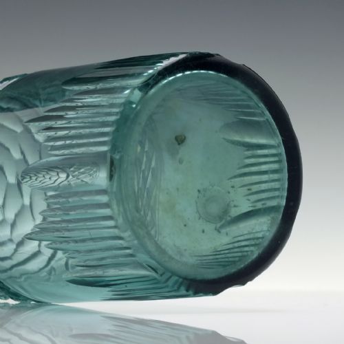 ANTIQUE 19TH CENTURY VICTORIAN TEAL GREEN GLASS SERVING BOTTLE C1860 - ADDITIONAL PHOTO 6
