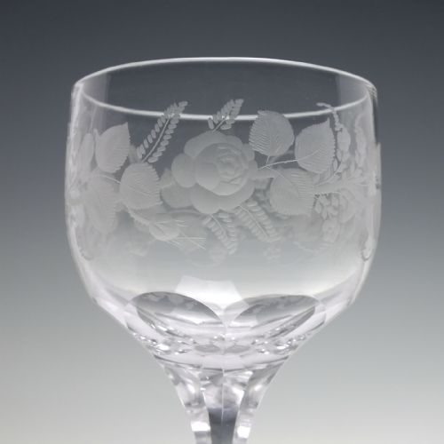 FOUR 19TH CENTURY FLOWER ENGRAVED WINE GLASSES C1840 - ADDITIONAL PHOTO 3