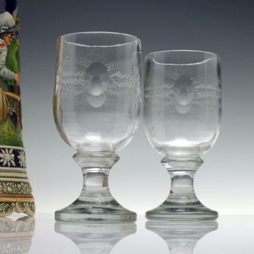 pair of engraved tavern pub rummers c1850 - CATEGORY: ANTIQUE GLASS - DATED VICTORIAN
