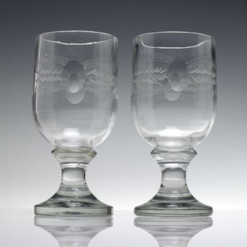 PAIR OF ENGRAVED TAVERN PUB RUMMERS C1850 - ADDITIONAL PHOTO 1