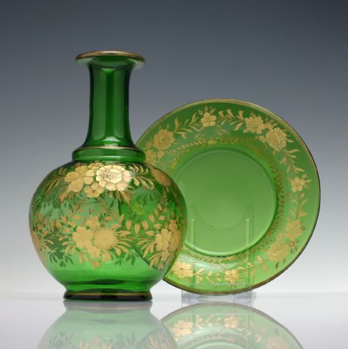 RARE BOHEMIAN ENGRAVED GILDED GLASS WINE CARAFE C1860 - ADDITIONAL PHOTO 1