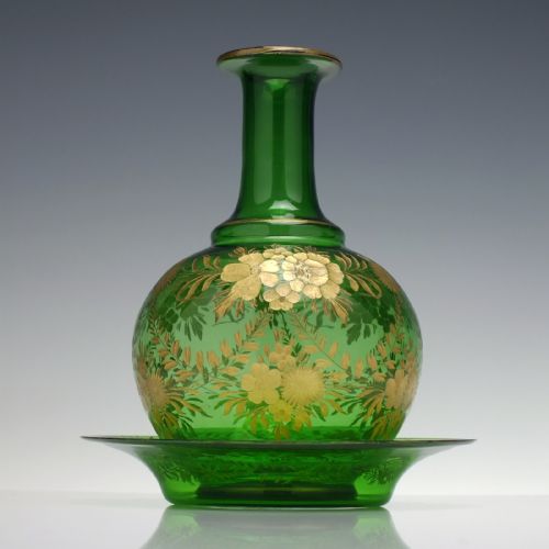 RARE BOHEMIAN ENGRAVED GILDED GLASS WINE CARAFE C1860 - ADDITIONAL PHOTO 2
