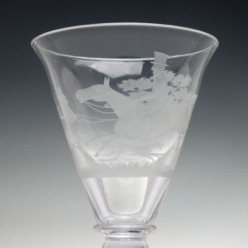 ANTIQUE EDWARDIAN ENGRAVED WINE GLASS GOBLET C1910 - ADDITIONAL PHOTO 4