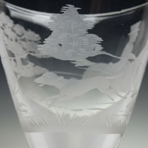 ANTIQUE EDWARDIAN ENGRAVED WINE GLASS GOBLET C1910 - ADDITIONAL PHOTO 6