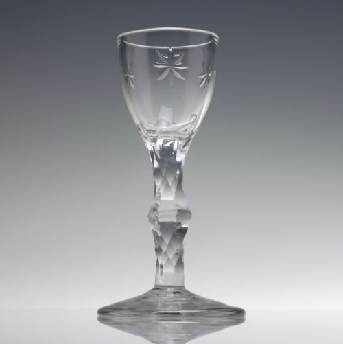 GEORGIAN FACET CUT WINE GLASS C1780 - ADDITIONAL PHOTO 1