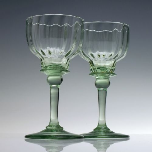 SIX RARE ANTIQUE RICHARDSON APPLE GREEN WINE GLASSES C1840 - ADDITIONAL PHOTO 3