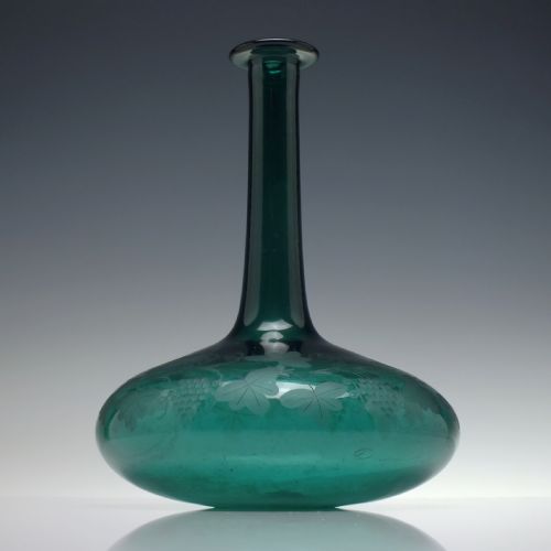 GEORGIAN ENGRAVED BRISTOL GREEN GLASS MELL DECANTER C1830 - ADDITIONAL PHOTO 1
