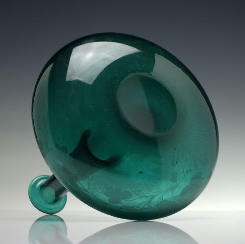 GEORGIAN ENGRAVED BRISTOL GREEN GLASS MELL DECANTER C1830 - ADDITIONAL PHOTO 4