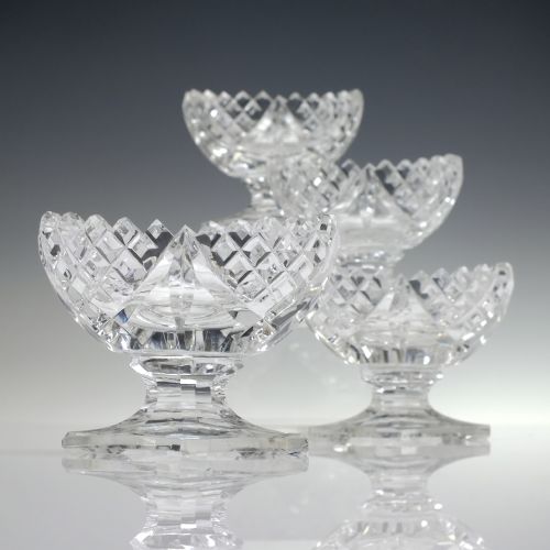 set of four victorian cut glass table salts c1880 - CATEGORY: ANTIQUE GLASS - DATED VICTORIAN