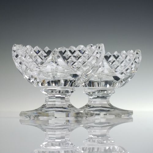 SET OF FOUR VICTORIAN CUT GLASS TABLE SALTS C1880 - ADDITIONAL PHOTO 1