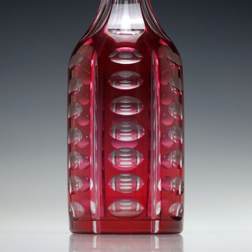VICTORIAN ENGLISH CRANBERRY GLASS DECANTER C1840 - ADDITIONAL PHOTO 2