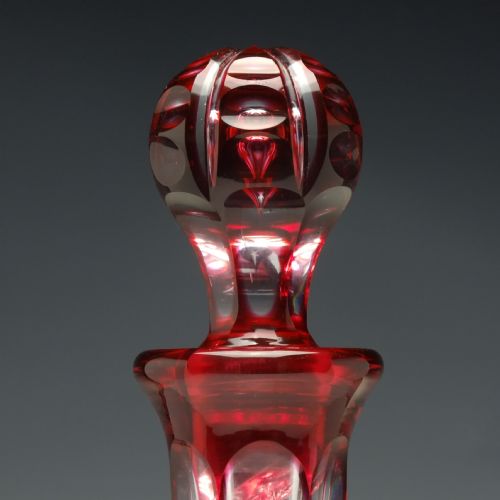 VICTORIAN ENGLISH CRANBERRY GLASS DECANTER C1840 - ADDITIONAL PHOTO 4