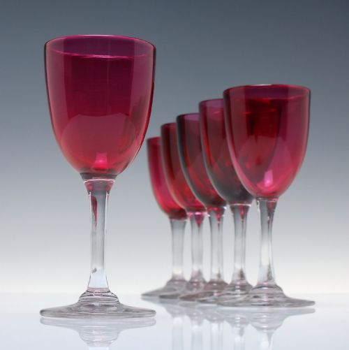 SET OF SIX 19TH CENTURY CRANBERRY WINE GLASSES C1880 - ADDITIONAL PHOTO 1