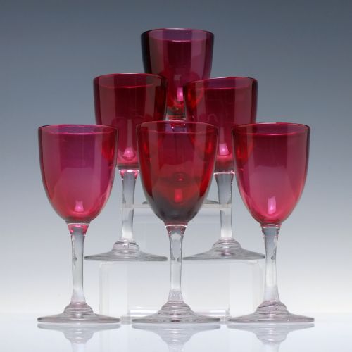 SET OF SIX 19TH CENTURY CRANBERRY WINE GLASSES C1880 - ADDITIONAL PHOTO 2