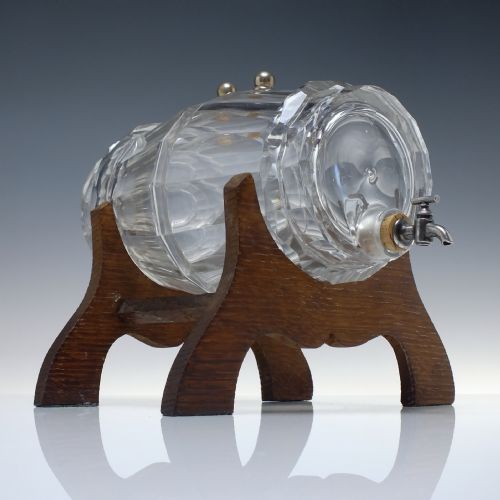 large antique victorian double compartment glass spirit barrell c1880 - CATEGORY: ANTIQUE GLASS - DATED VICTORIAN