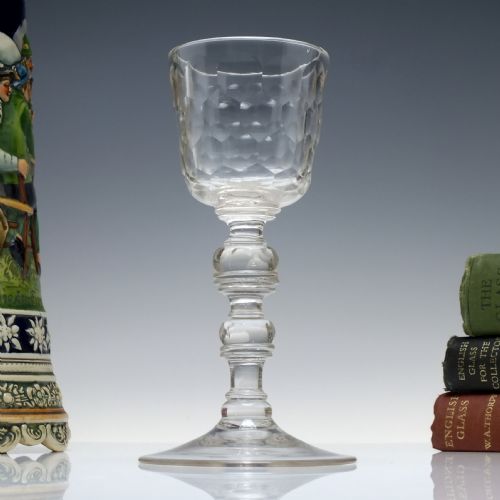18th century facet cut bohemian goblet c1730 - CATEGORY: ANTIQUE GLASS - DATED GEORGIAN