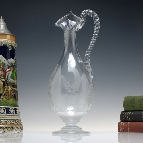 antique 19th century engraved glass claret jug c1870 by thomas webb - CATEGORY: ANTIQUE GLASS - DATED VICTORIAN