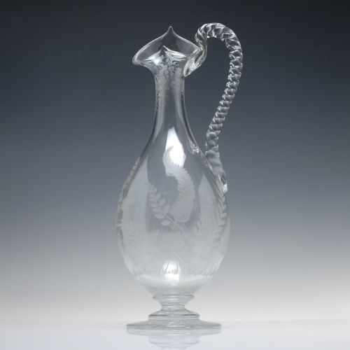 ANTIQUE 19TH CENTURY ENGRAVED GLASS CLARET JUG C1870 BY THOMAS WEBB - ADDITIONAL PHOTO 1