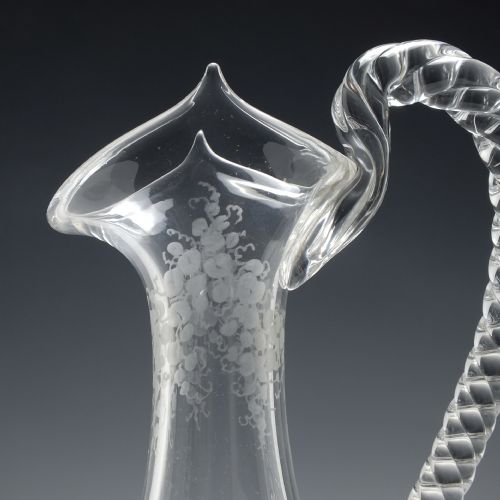 ANTIQUE 19TH CENTURY ENGRAVED GLASS CLARET JUG C1870 BY THOMAS WEBB - ADDITIONAL PHOTO 2