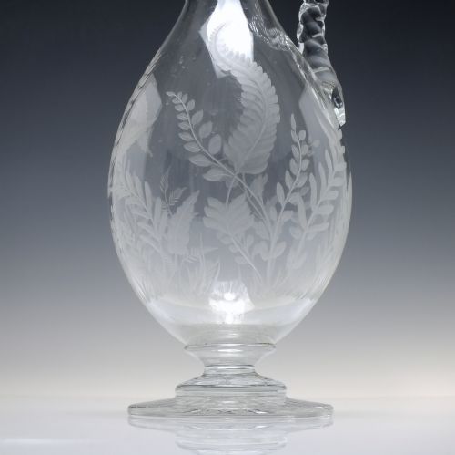 ANTIQUE 19TH CENTURY ENGRAVED GLASS CLARET JUG C1870 BY THOMAS WEBB - ADDITIONAL PHOTO 5