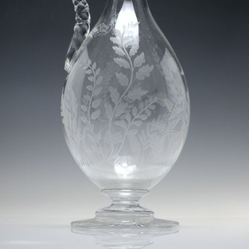 ANTIQUE 19TH CENTURY ENGRAVED GLASS CLARET JUG C1870 BY THOMAS WEBB - ADDITIONAL PHOTO 7