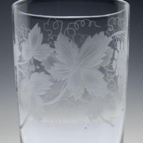PAIR OF ANTIQUE 19TH CENTURY ENGRAVED GLASS TUMBLERS C1870 - ADDITIONAL PHOTO 2