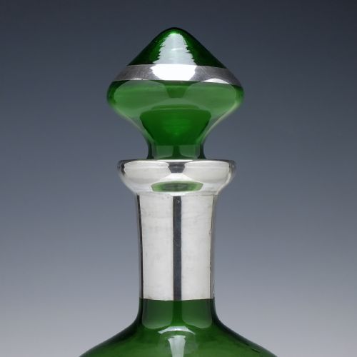ANTIQUE MURANO SILVERED GREEN GLASS DECANTER SIX MATCHING GLASSES C1920 - ADDITIONAL PHOTO 7