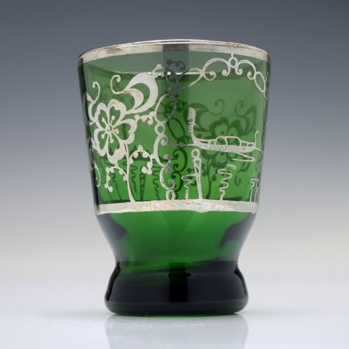 ANTIQUE MURANO SILVERED GREEN GLASS DECANTER SIX MATCHING GLASSES C1920 - ADDITIONAL PHOTO 11