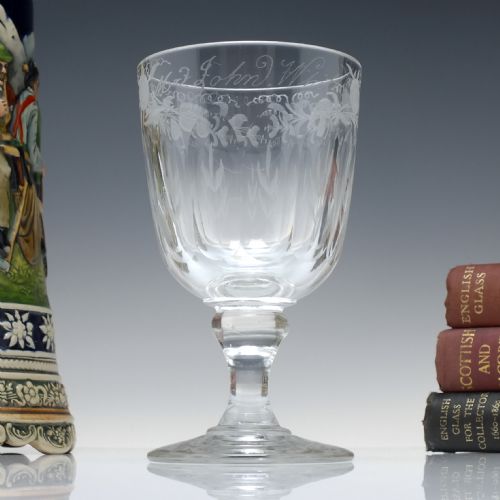19th century engraved glass rummer c1850 - CATEGORY: ANTIQUE GLASS - DATED VICTORIAN