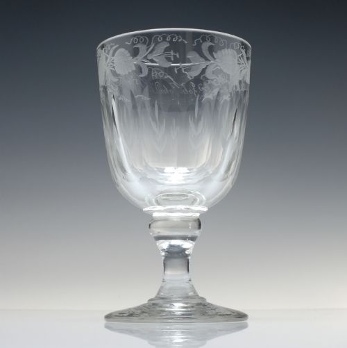 19TH CENTURY ENGRAVED GLASS RUMMER C1850 - ADDITIONAL PHOTO 1