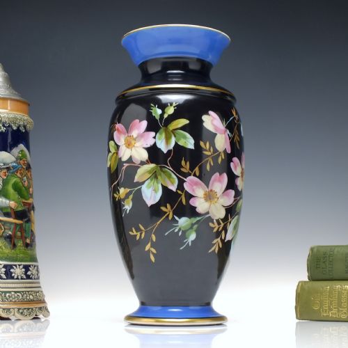 large victorian hand painted wild rose porcelain vase c1880 - CATEGORY: ANTIQUE VASES - DATED VICTORIAN