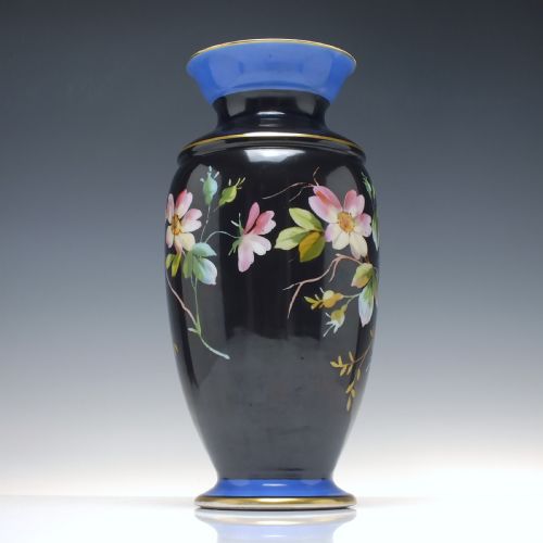 LARGE VICTORIAN HAND PAINTED WILD ROSE PORCELAIN VASE C1880 - ADDITIONAL PHOTO 6