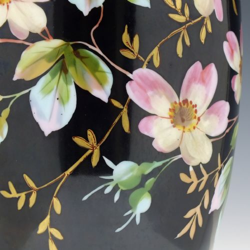 LARGE VICTORIAN HAND PAINTED WILD ROSE PORCELAIN VASE C1880 - ADDITIONAL PHOTO 7