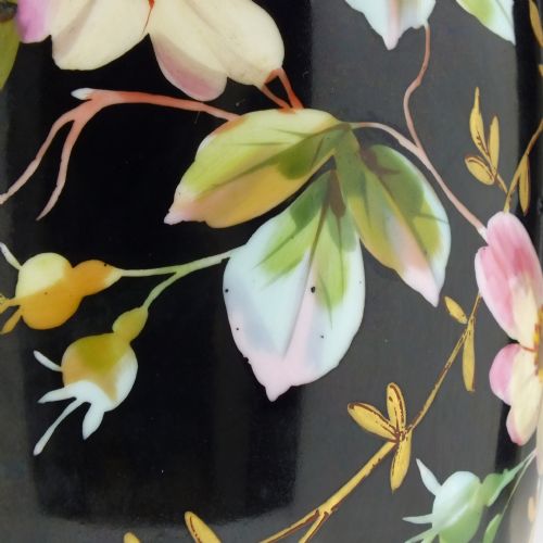LARGE VICTORIAN HAND PAINTED WILD ROSE PORCELAIN VASE C1880 - ADDITIONAL PHOTO 9