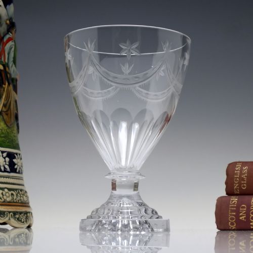 engraved 19th century glass rummer with lemon squeezer foot c1800 - CATEGORY: ANTIQUE GLASS - DATED GEORGIAN
