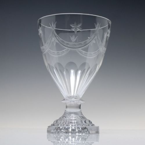 ENGRAVED 19TH CENTURY GLASS RUMMER WITH LEMON SQUEEZER FOOT C1800 - ADDITIONAL PHOTO 1