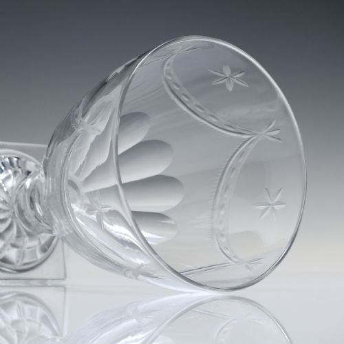 ENGRAVED 19TH CENTURY GLASS RUMMER WITH LEMON SQUEEZER FOOT C1800 - ADDITIONAL PHOTO 4