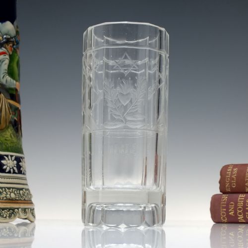 victorian masonic engraved glass tumbler c1860 - CATEGORY: ANTIQUE GLASS - DATED 1860