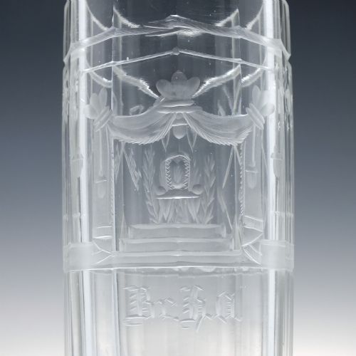 VICTORIAN MASONIC ENGRAVED GLASS TUMBLER C1860 - ADDITIONAL PHOTO 2