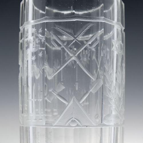 VICTORIAN MASONIC ENGRAVED GLASS TUMBLER C1860 - ADDITIONAL PHOTO 4