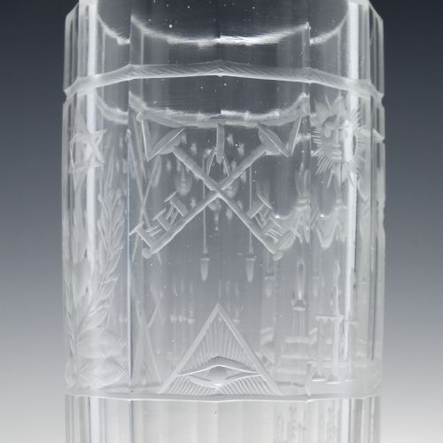 VICTORIAN MASONIC ENGRAVED GLASS TUMBLER C1860 - ADDITIONAL PHOTO 6